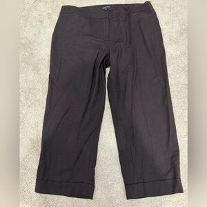 EILEEN FISHER Brown Stretch Wool Flannel Melange Trouser Cuffed Pants XL NWT